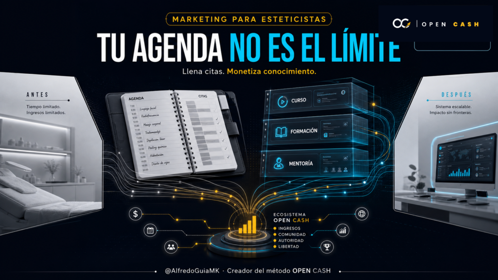 Portada sobre marketing para esteticistas que combina agenda de servicios y productos digitales