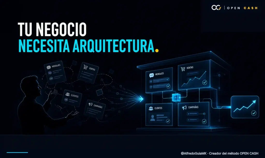 Negocio digital que pasa de operaciones manuales a una arquitectura automatizada