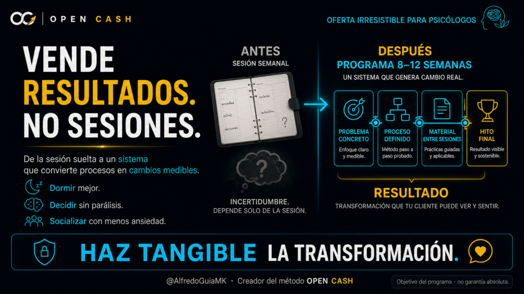 Portada sobre oferta irresistible para psicólogos que transforma sesiones sueltas en un programa de resultados
