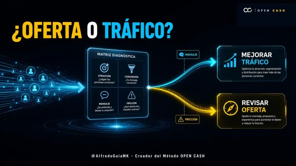 Portada OPEN CASH para diagnosticar si una oferta necesita cambios o mejor tráfico