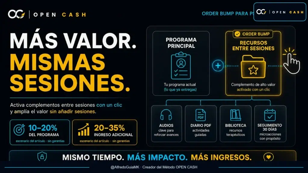 Order bump para psicólogos que aumenta el valor por cliente sin añadir sesiones