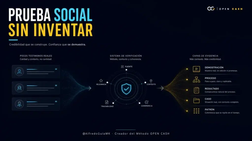 Portada OPEN CASH sobre cómo usar prueba social con pocos testimonios