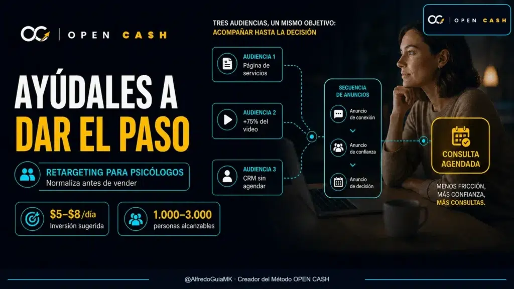 Retargeting para psicólogos que recupera consultas con mensajes respetuosos y privacidad controlada