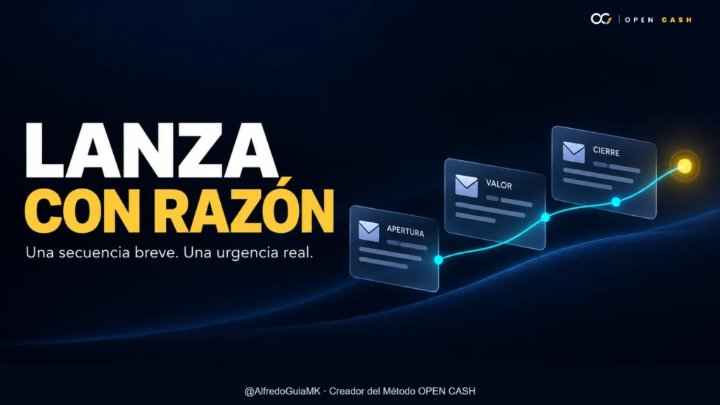 Portada sobre la secuencia de email para un mini-lanzamiento de 72 horas con una lista activa.